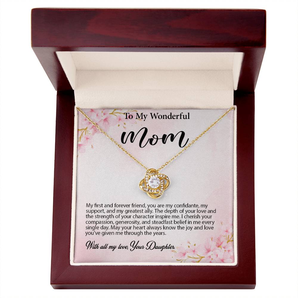 4029d Love Knot Necklace, Gift to my Mom with Beautiful Message Card