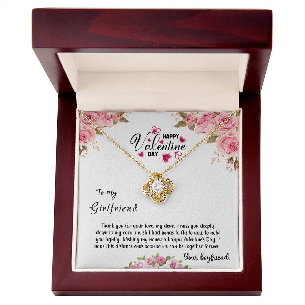 valentine-31c Love Knot Necklace, Gift to my Girlfriend with Beautiful Message Card