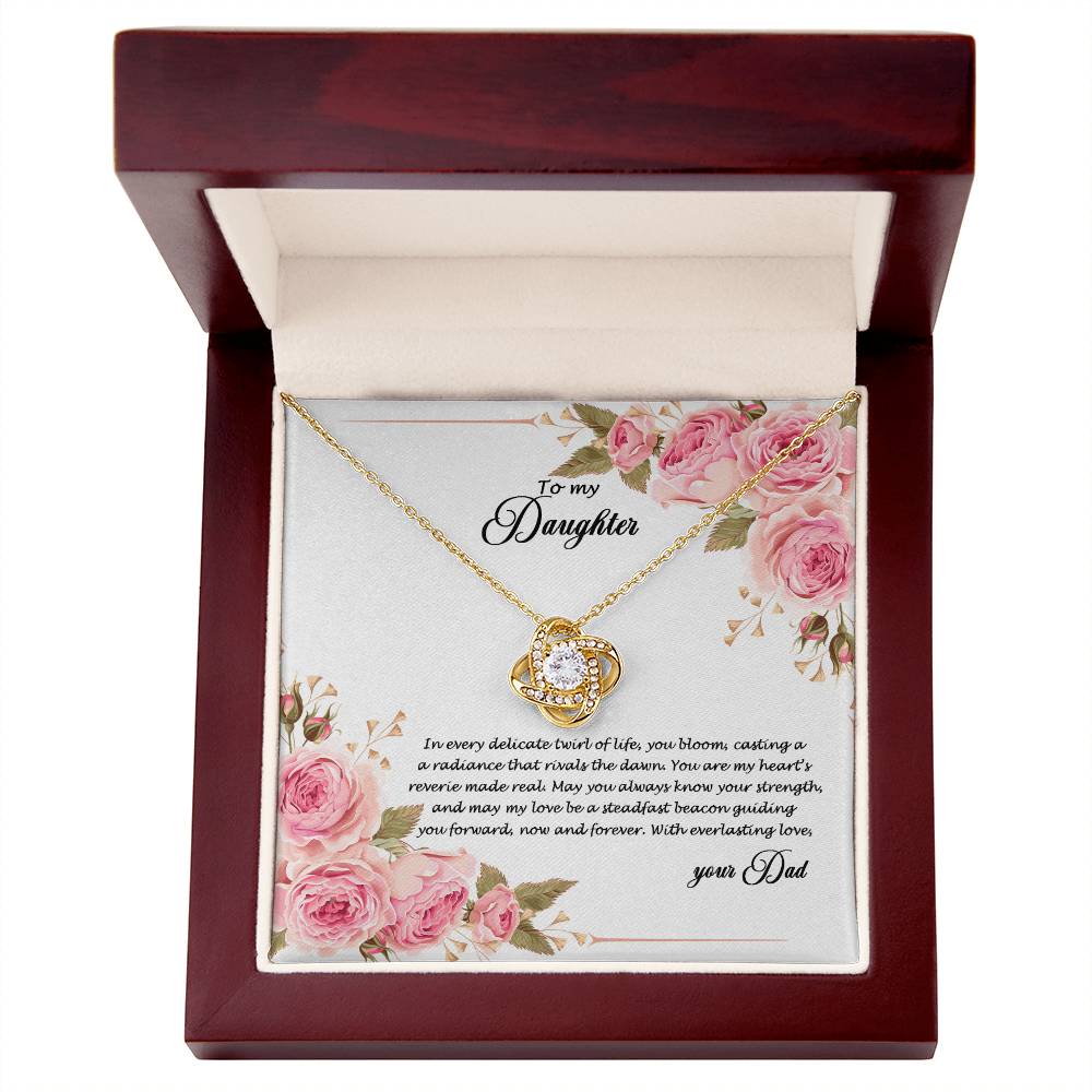 4034 (b) Love Knot Necklace, Gift to my Daughter with Beautiful Message Card