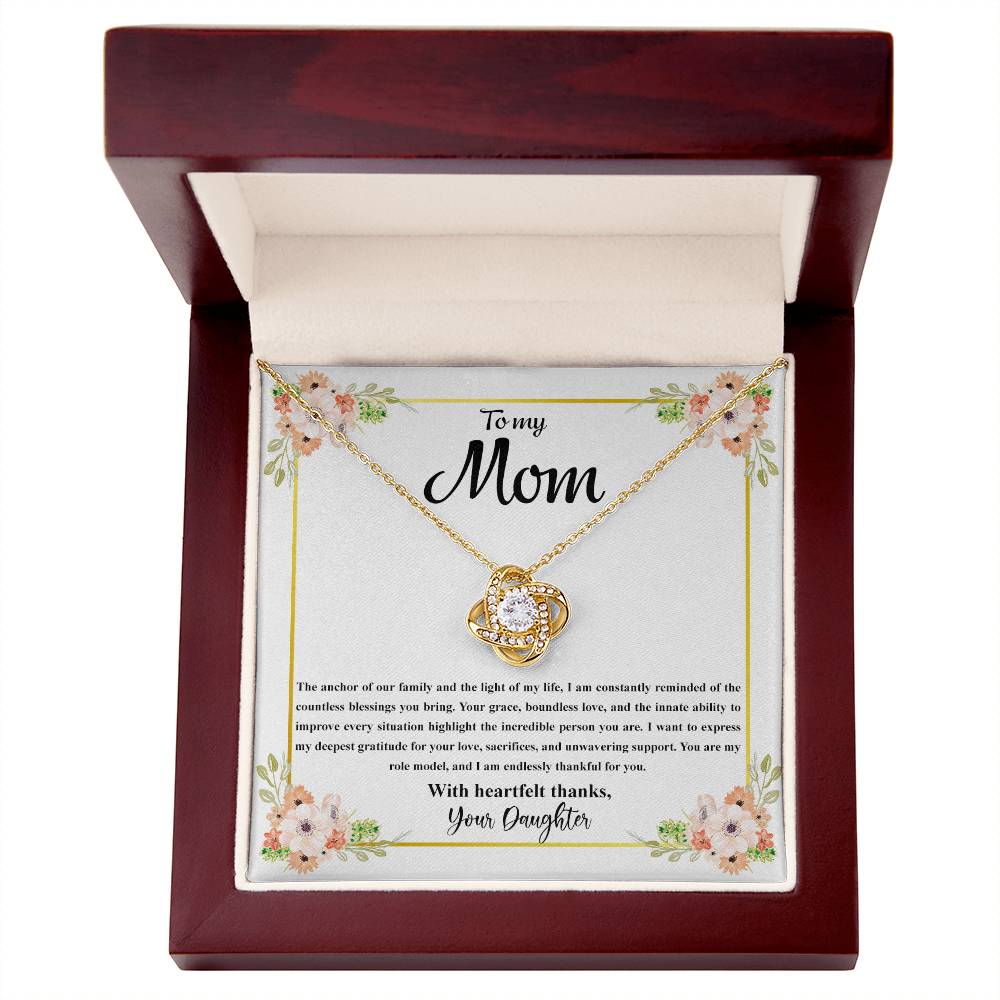 4032b Love Knot Necklace, Gift to my Mom with Beautiful Message Card