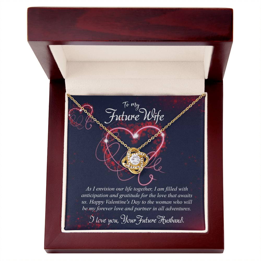 valentine-7d Love Knot Necklace, Gift to my Future Wife with Beautiful Message Card