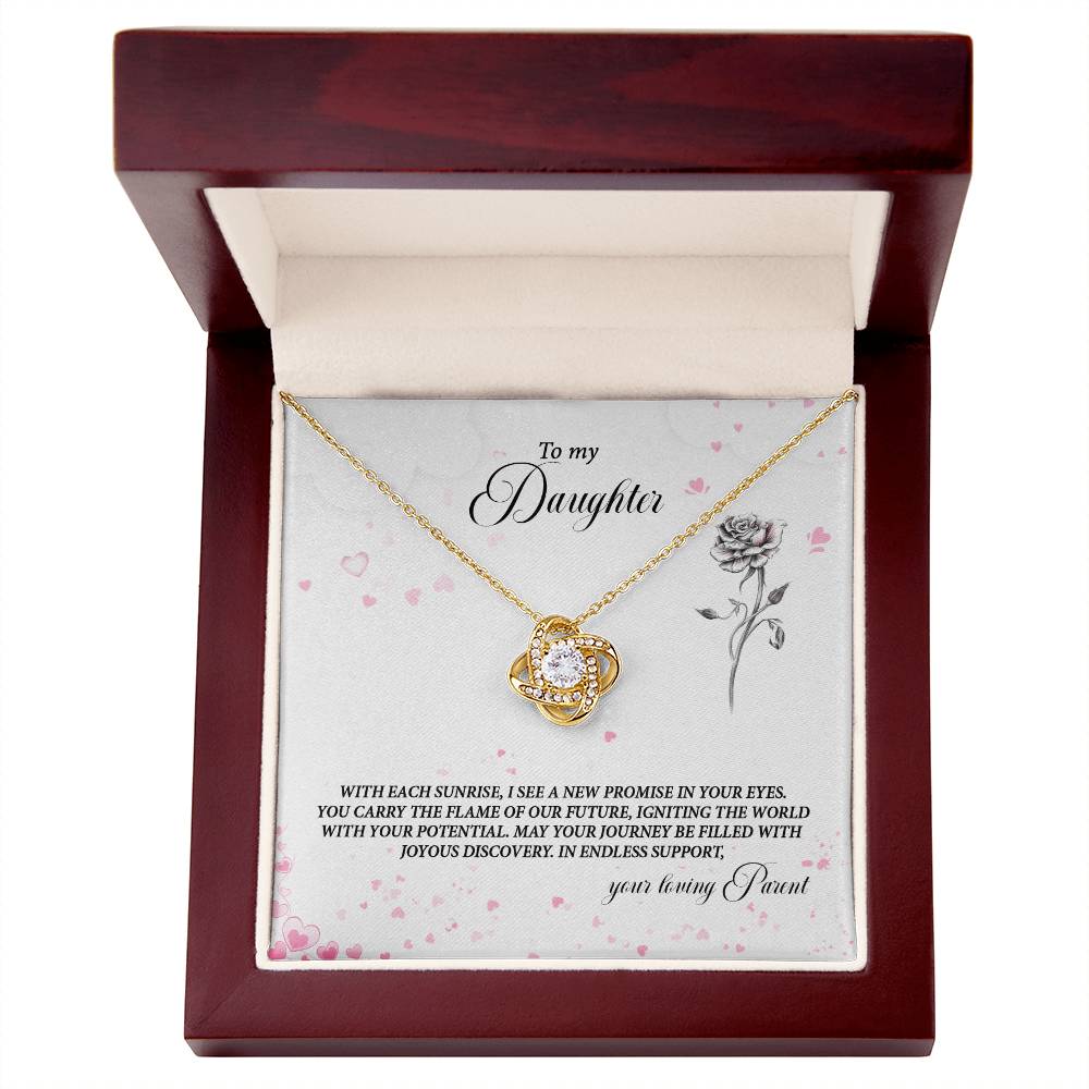 4037a Love Knot Necklace, Gift to my Daughter with Beautiful Message Card