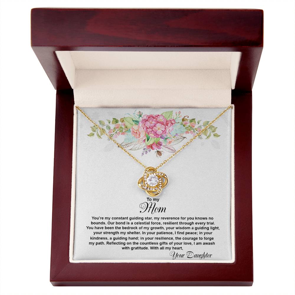 4026a Love Knot Necklace, Gift to my Mom with Beautiful Message Card