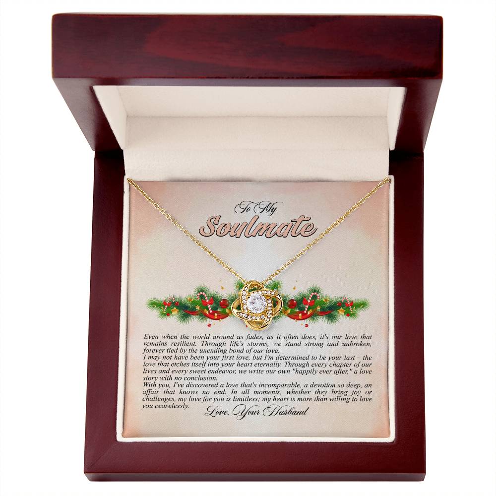 4009a Love Knot Necklace, Gift to My Soulmate with Message card