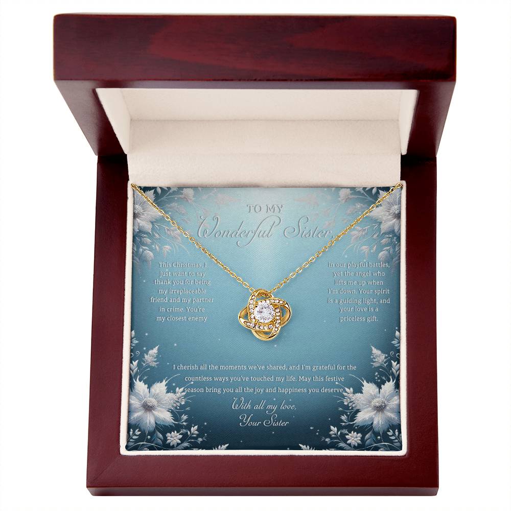 95313a Love Knot Necklace, Gift to my Sister with Beautiful Message Card