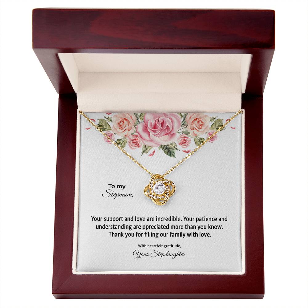 4031d Love Knot Necklace, Gift to my Stepmom with Beautiful Message Card