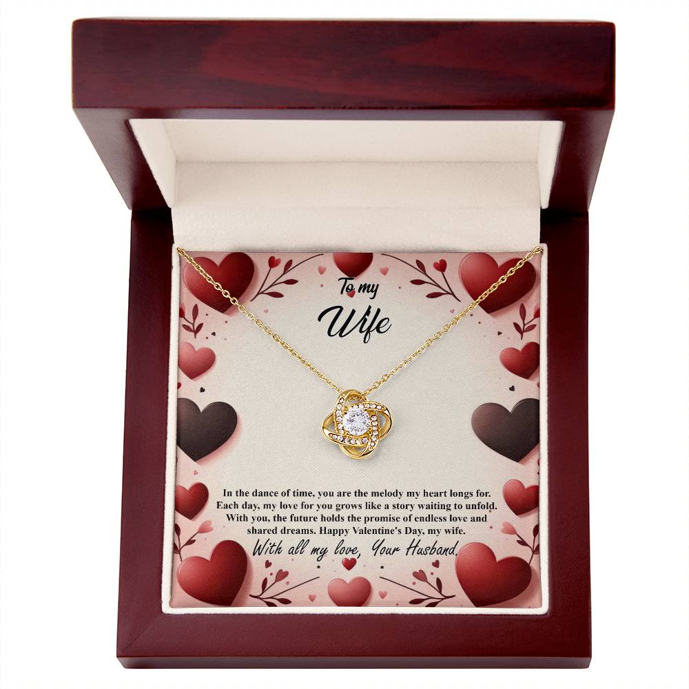 Valentine-st7a Love Knot Necklace, Gift to my Wife with Beautiful Message Card