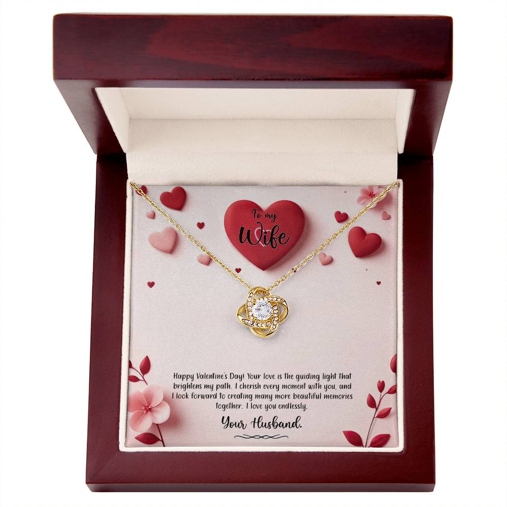 Valentine-st6a Love Knot Necklace, Gift to my Wife with Beautiful Message Card