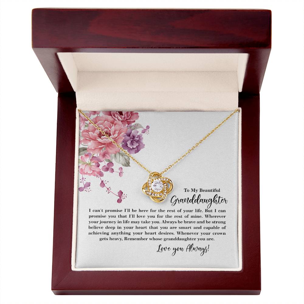 4027c Love Knot Necklace, Gift to My Granddaughter with nice Message Card