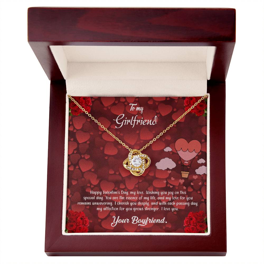 valentine-27c Love Knot Necklace, Gift to my Girlfriend with Beautiful Message Card