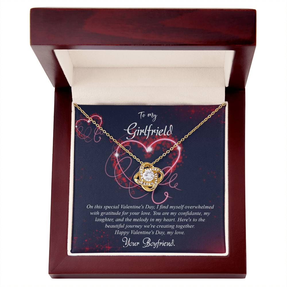 valentine-7c Love Knot Necklace, Gift to my Girlfriend with Beautiful Message Card