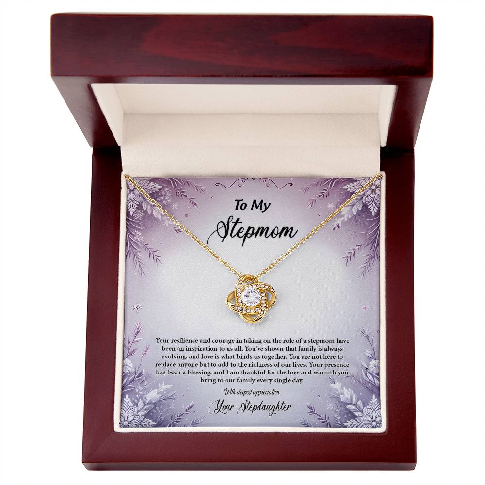 4054b Love Knot Necklace, Gift to my Stepmom with Beautiful Message Card