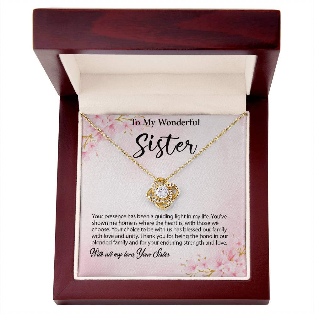 4029c Love Knot Necklace, Gift to my Sister with Beautiful Message Card