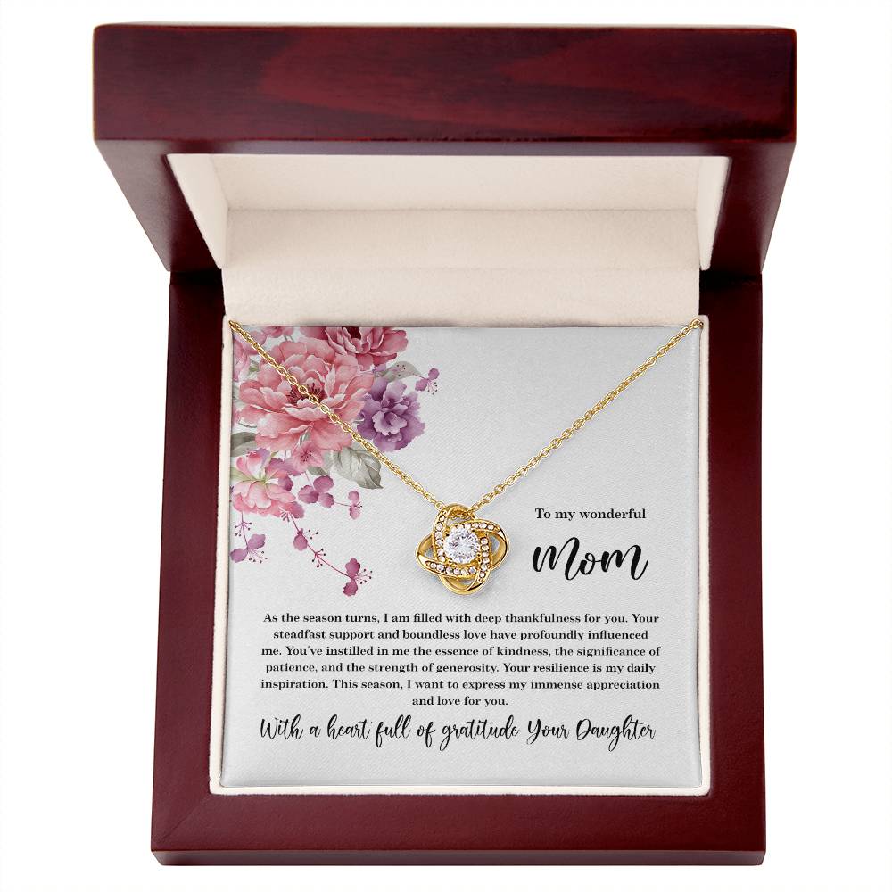 4027e Love Knot Necklace, Gift to my Mom with Beautiful Message Card