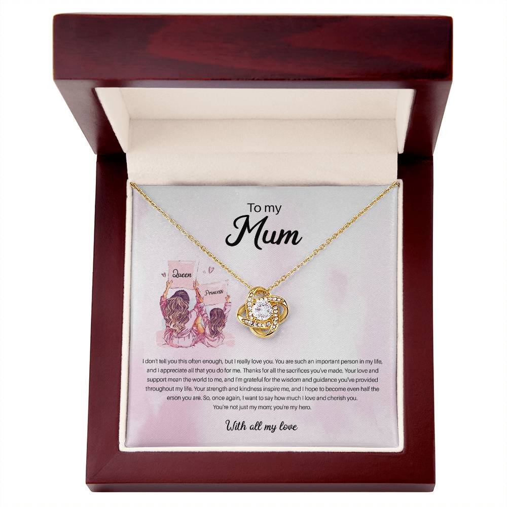 94941b Love Knot Necklace, Gift to my Mom with Beautiful Message Card