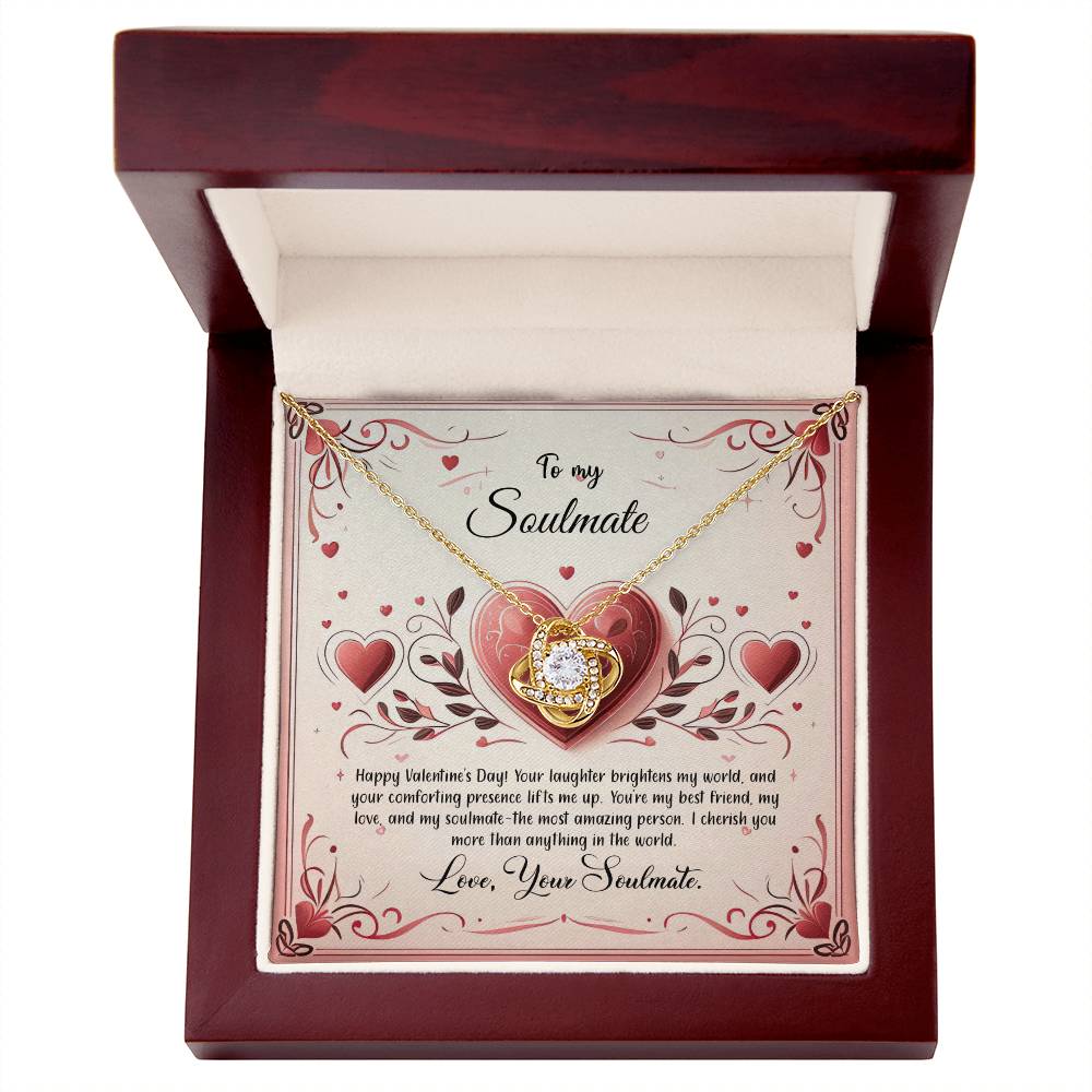 Valentine-st12b Love Knot Necklace, Gift to My Soulmate with Message card