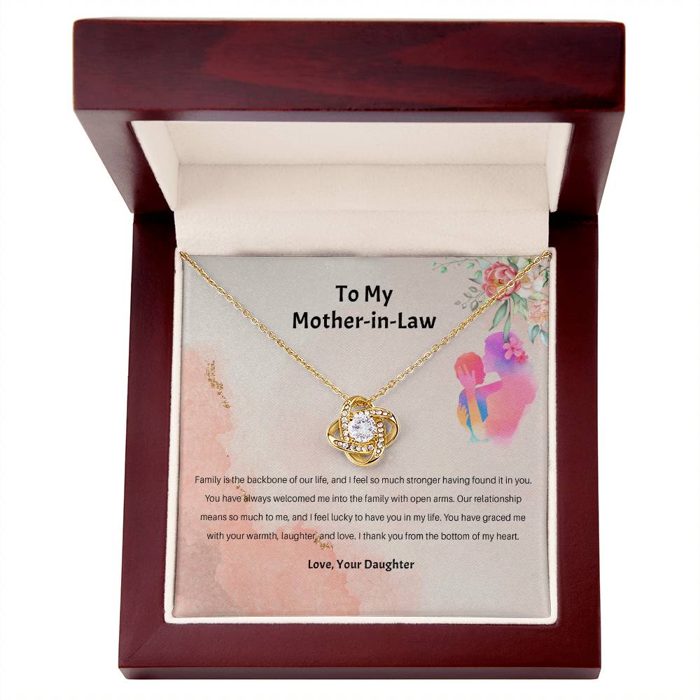 94689b Love Knot Necklace, Gift to my Stepmom with Beautiful Message Card