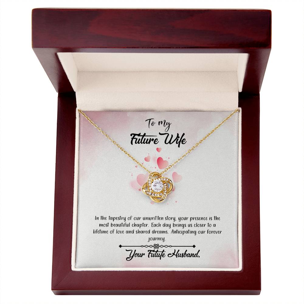 valentine-12d Love Knot Necklace, Gift to my Future Wife with Beautiful Message Card