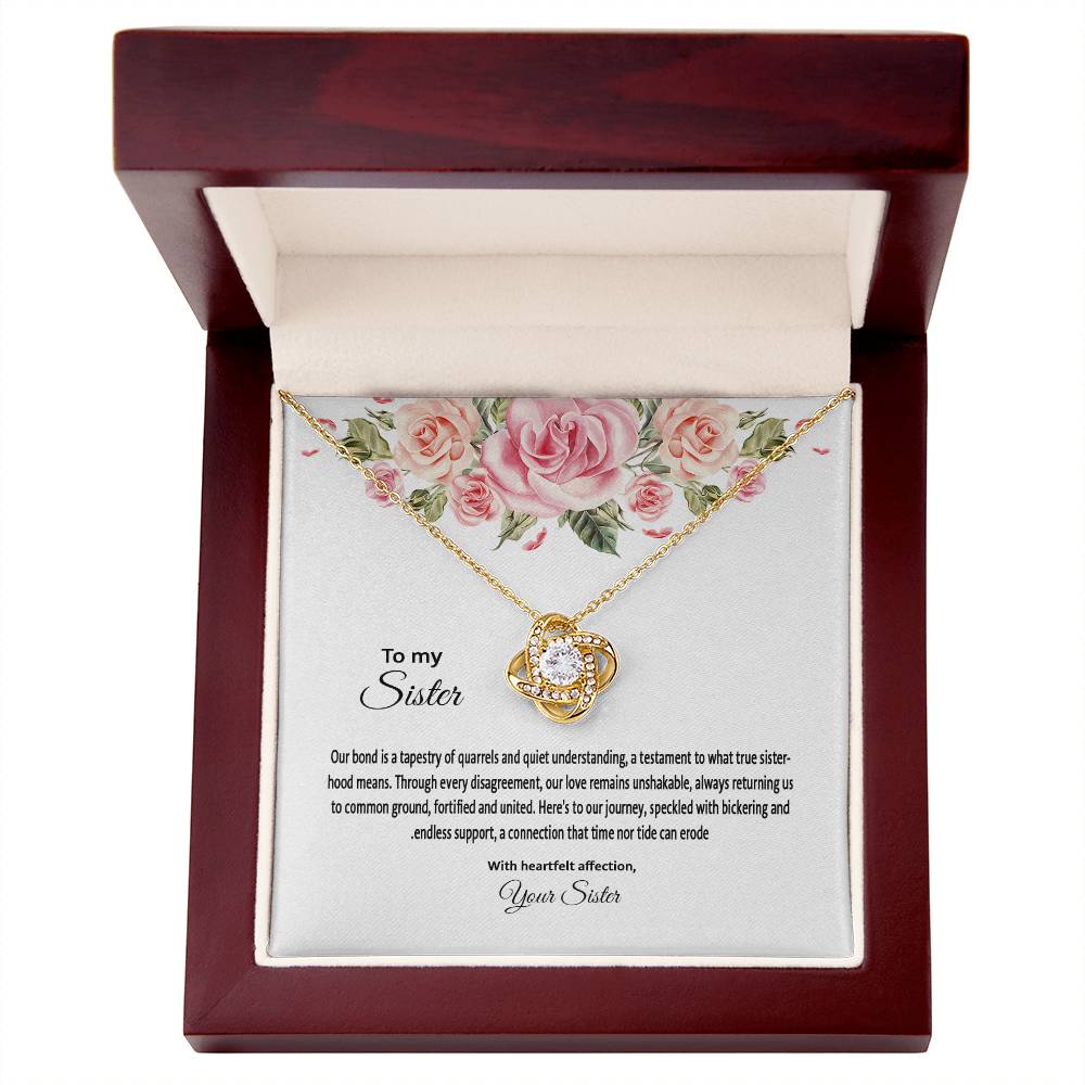 4031c Love Knot Necklace, Gift to my Sister with Beautiful Message Card