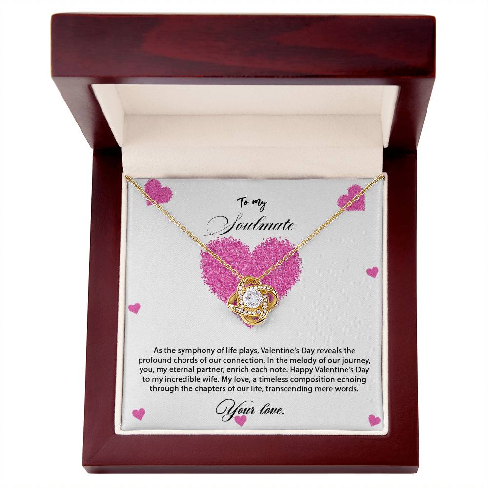 valentine-8b Love Knot Necklace, Gift to My Soulmate with Message card