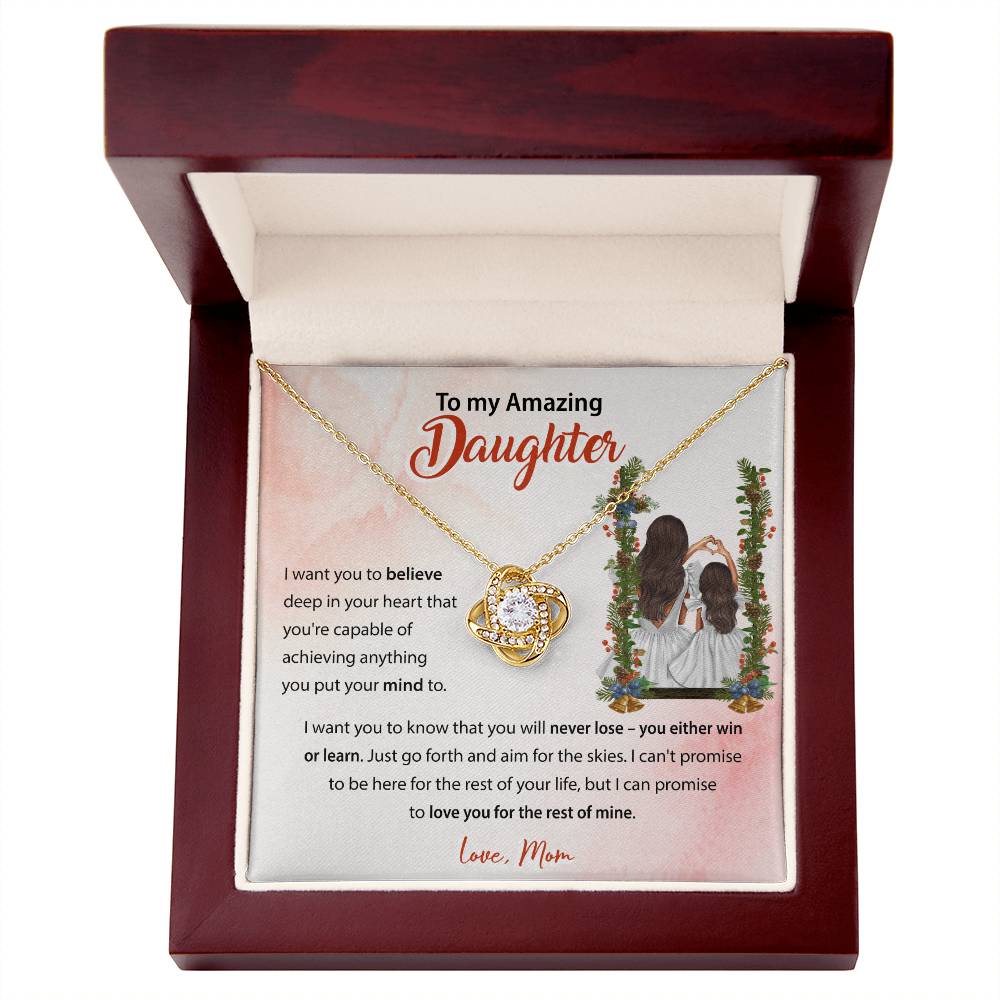 94683c Love Knot Necklace, Gift to my Daughter with Beautiful Message Card