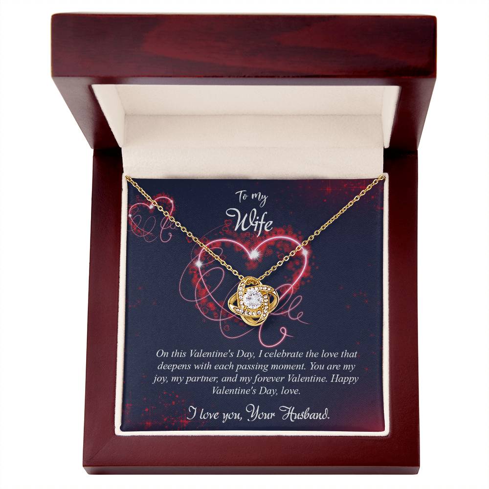 valentine-7a Love Knot Necklace, Gift to my Wife with Beautiful Message Card