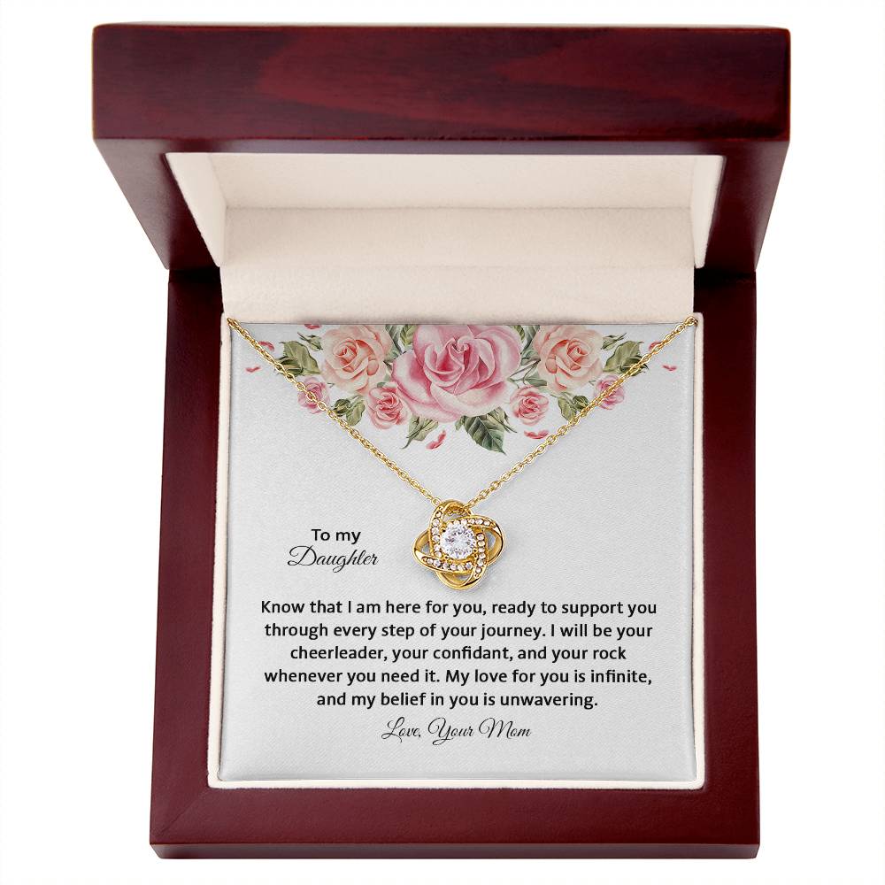 4031e Love Knot Necklace, Gift to my Daughter with Beautiful Message Card