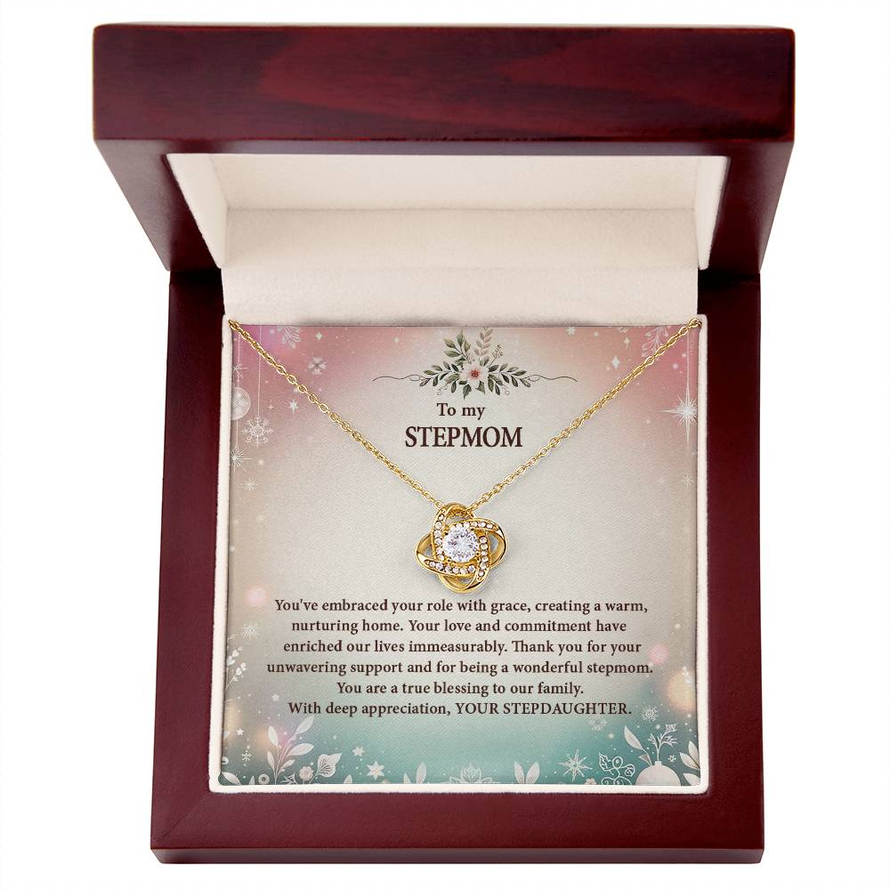 4057k Love Knot Necklace, Gift to my Stepmom with Beautiful Message Card