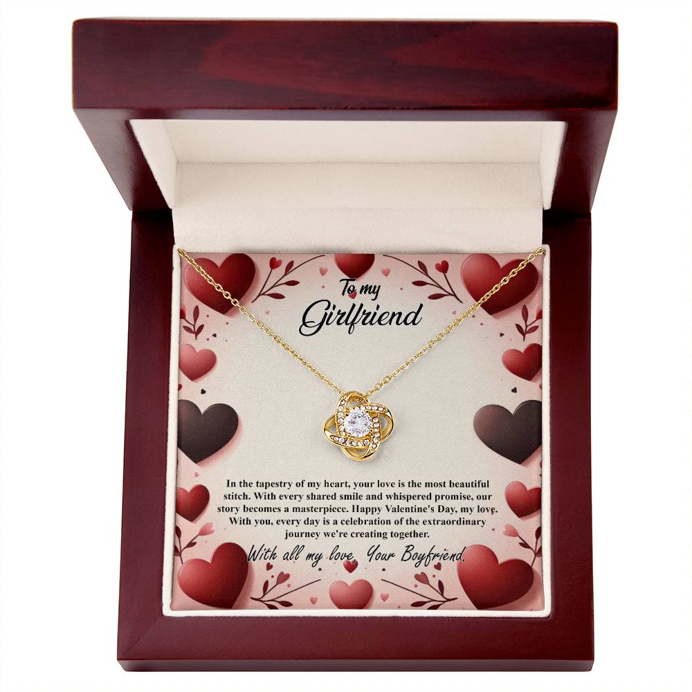 Valentine-st7c Love Knot Necklace, Gift to my Girlfriend with Beautiful Message Card