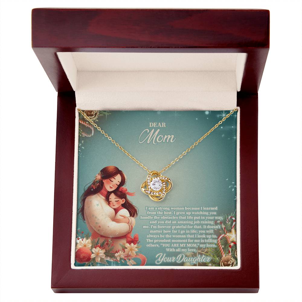 4024b Love Knot Necklace, Gift to my Mom with Beautiful Message Card