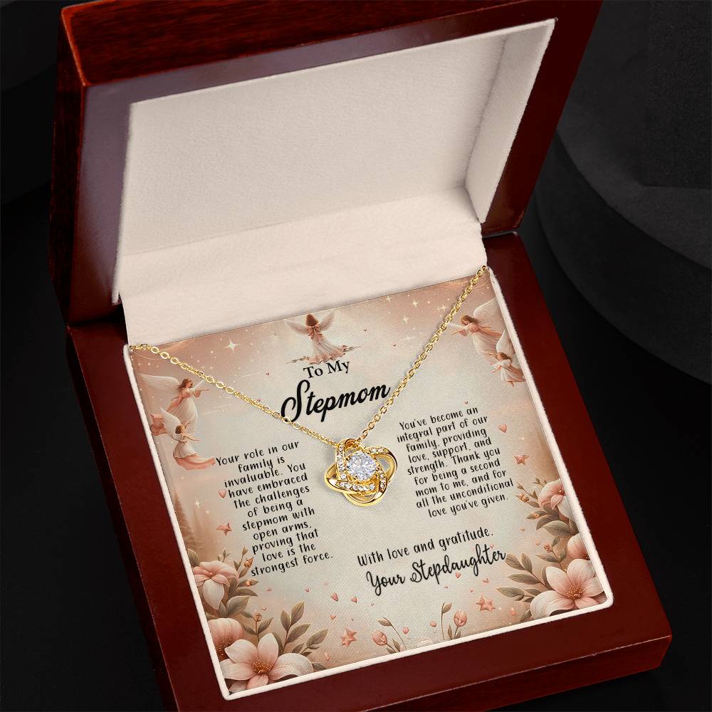 4052b Love Knot Necklace, Gift to my Stepmom with Beautiful Message Card