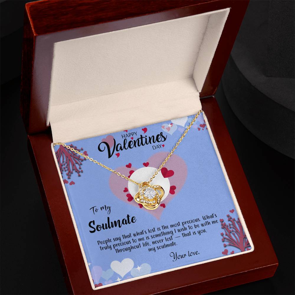 valentine-30b Love Knot Necklace, Gift to My Soulmate with Message card