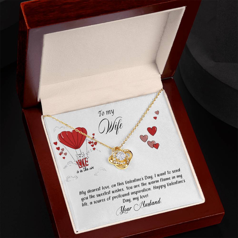 valentine-24a Love Knot Necklace, Gift to my Wife with Beautiful Message Card