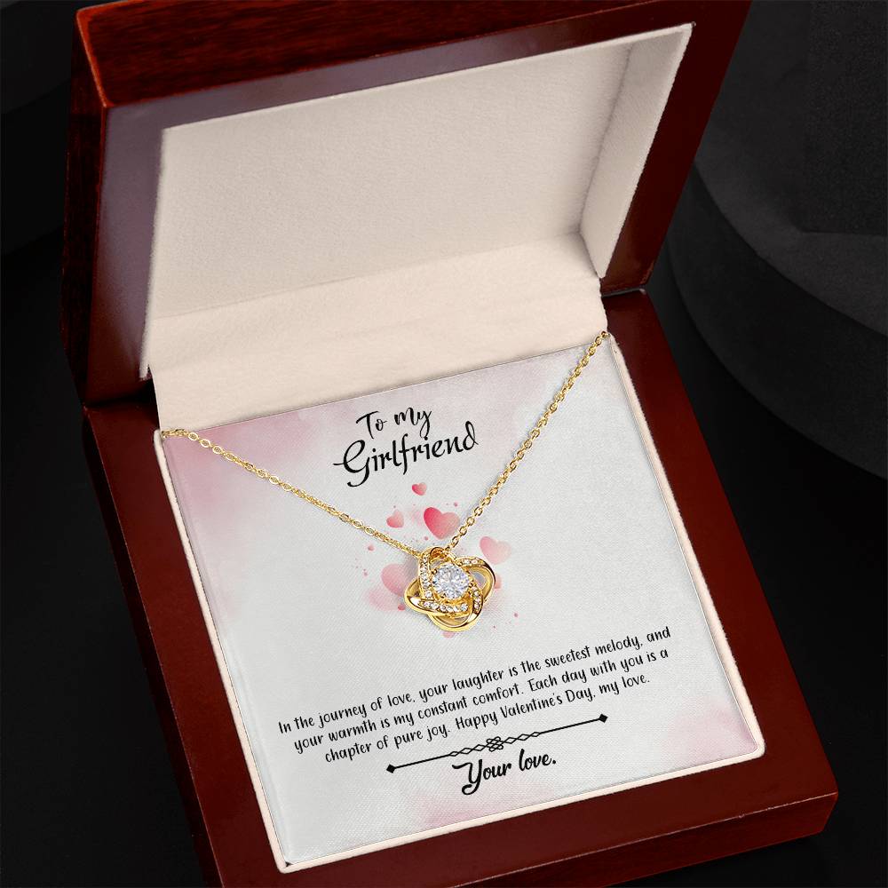 valentine-12c Love Knot Necklace, Gift to my Girlfriend with Beautiful Message Card