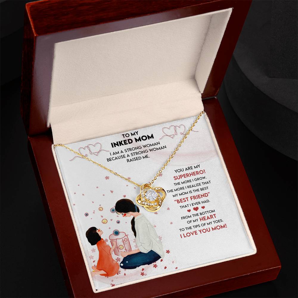 4017a Love Knot Necklace, Gift to my Mom with Beautiful Message Card