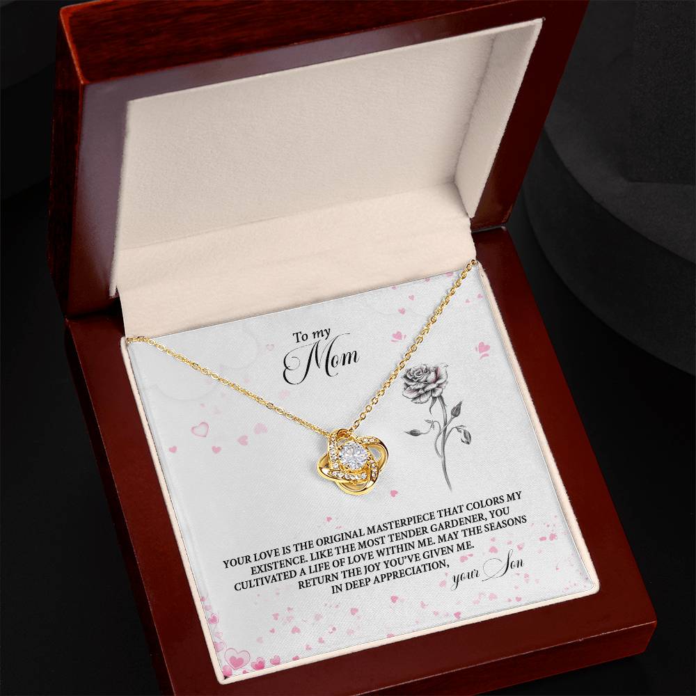 4037c Love Knot Necklace, Gift to my Mom with Beautiful Message Card