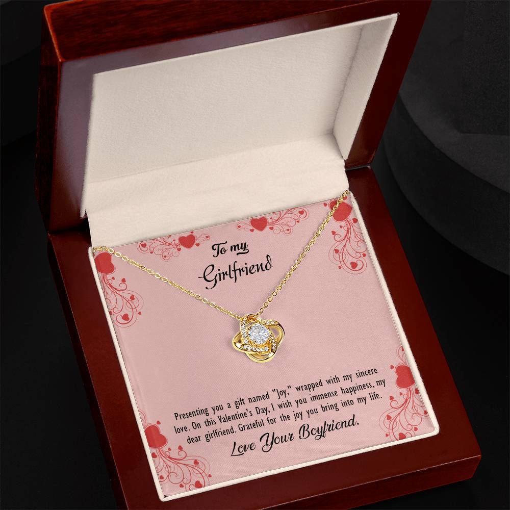 valentine-29c Love Knot Necklace, Gift to my Girlfriend with Beautiful Message Card