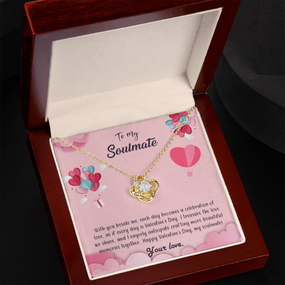 valentine-28b Love Knot Necklace, Gift to My Soulmate with Message card