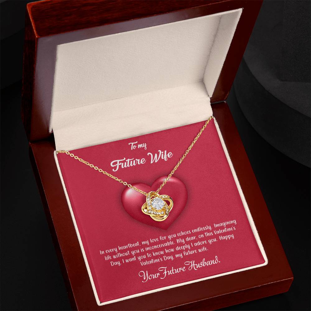 valentine-35d Love Knot Necklace, Gift to my Future Wife with Beautiful Message Card