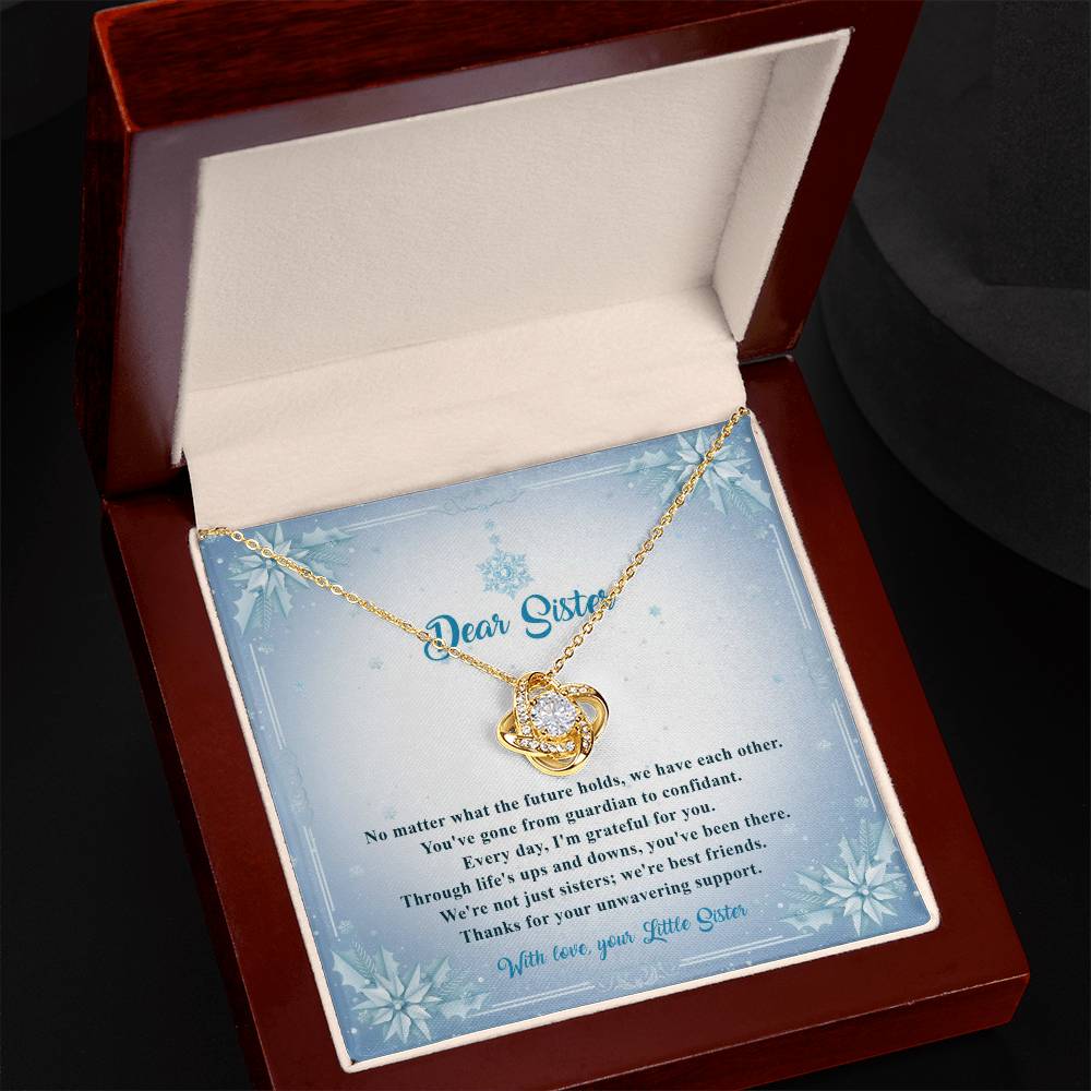 95315b Love Knot Necklace, Gift to my Sister with Beautiful Message Card