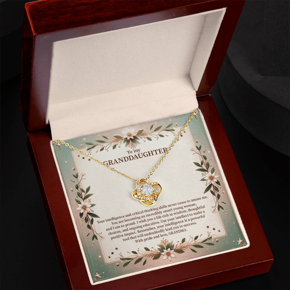 4049a Love Knot Necklace, Gift to My Granddaughter with nice Message Card