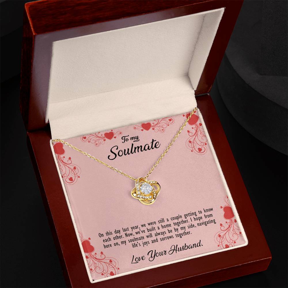 valentine-29b Love Knot Necklace, Gift to My Soulmate with Message card