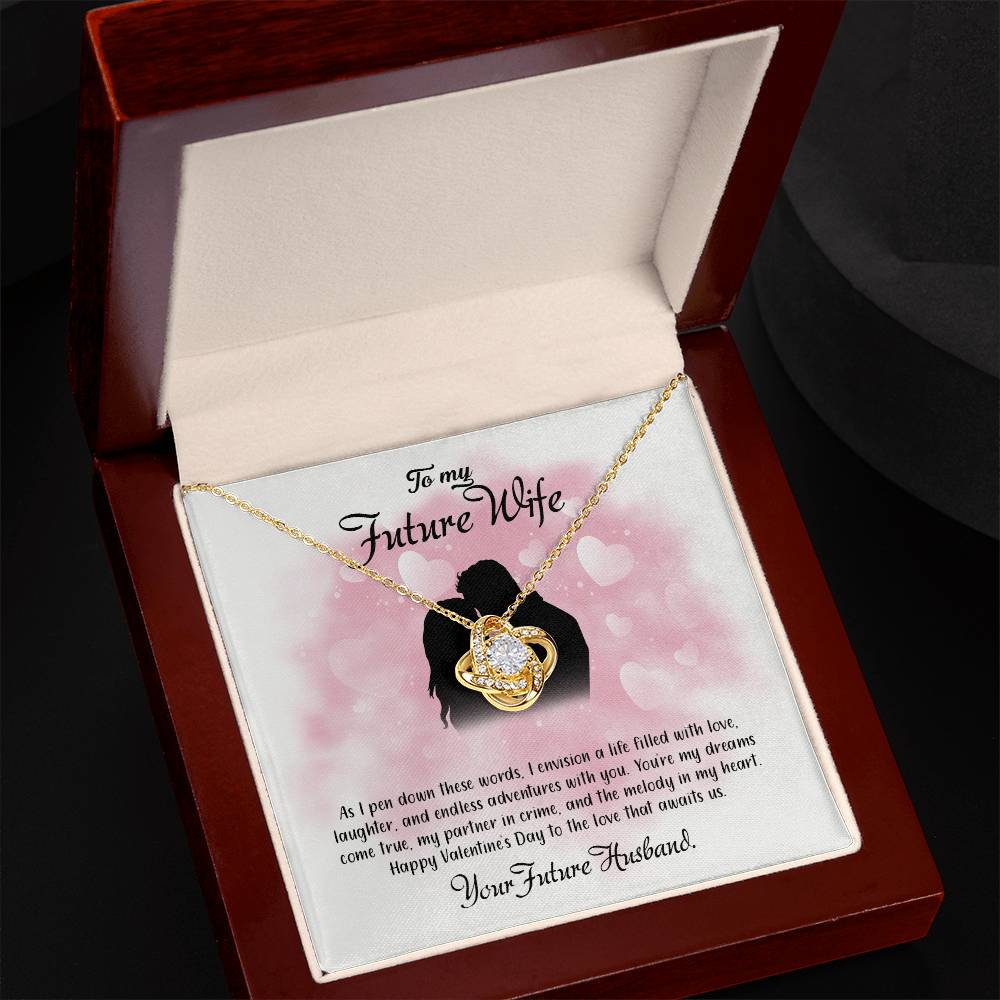 valentine-5d Love Knot Necklace, Gift to my Future Wife with Beautiful Message Card