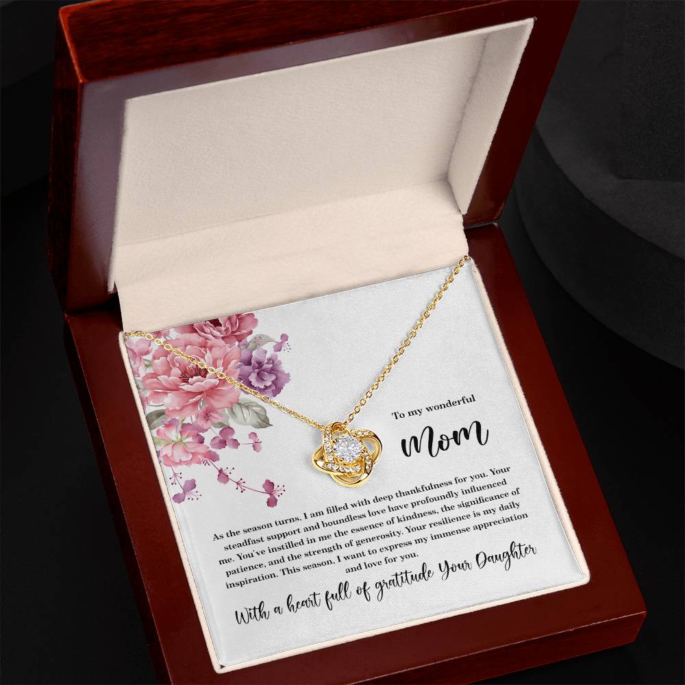 4027e Love Knot Necklace, Gift to my Mom with Beautiful Message Card