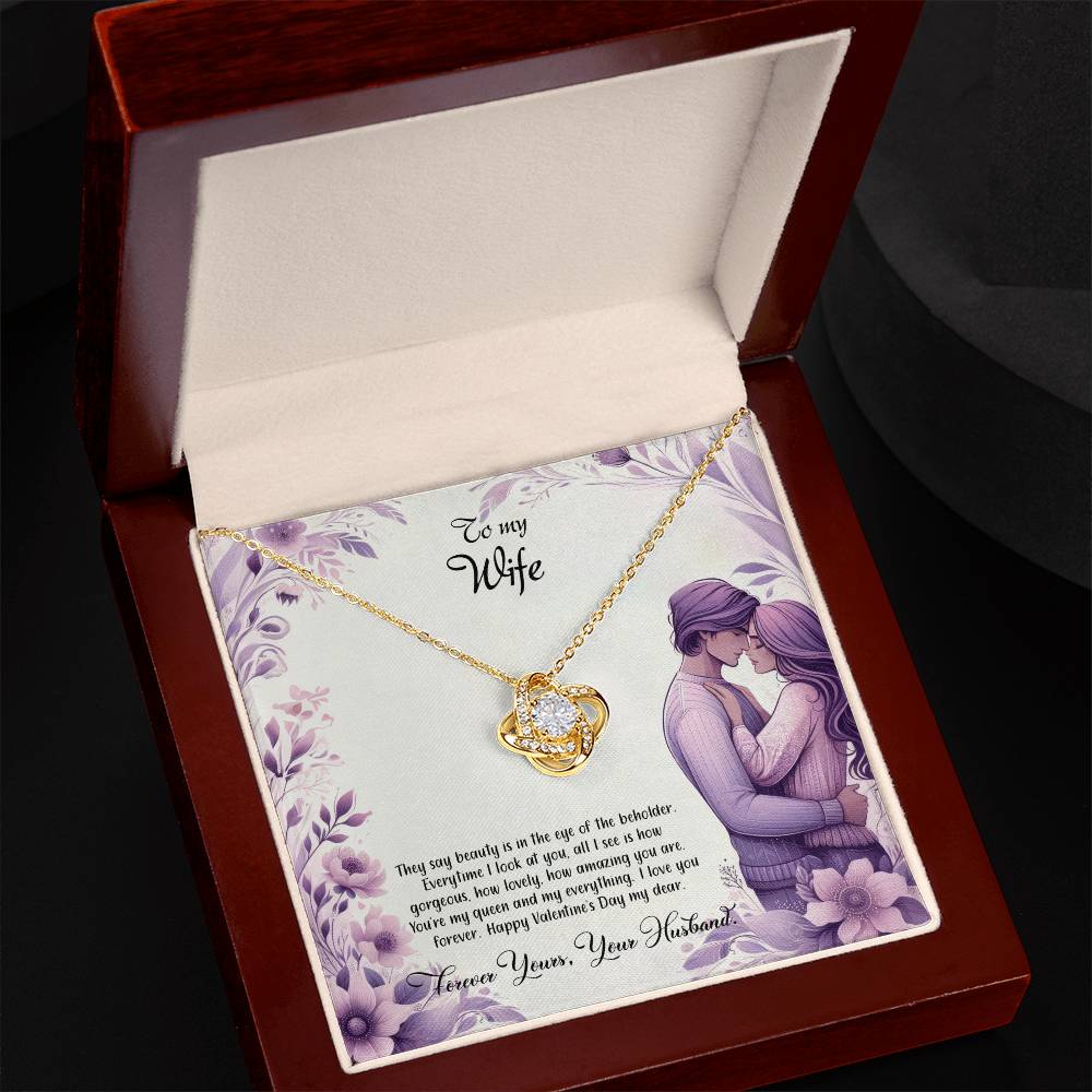 Valentine-st25a Love Knot Necklace, Gift to my Wife with Beautiful Message Card