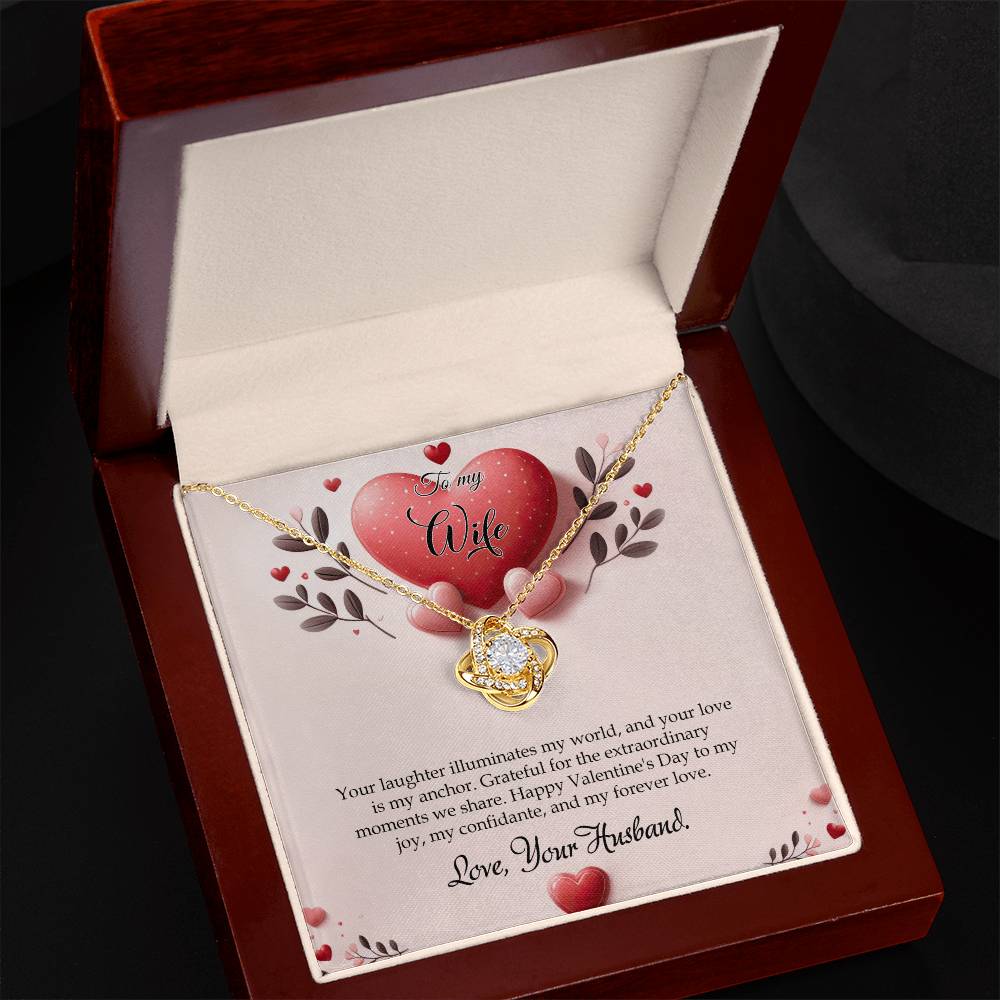 Valentine-st13a Love Knot Necklace, Gift to my Wife with Beautiful Message Card