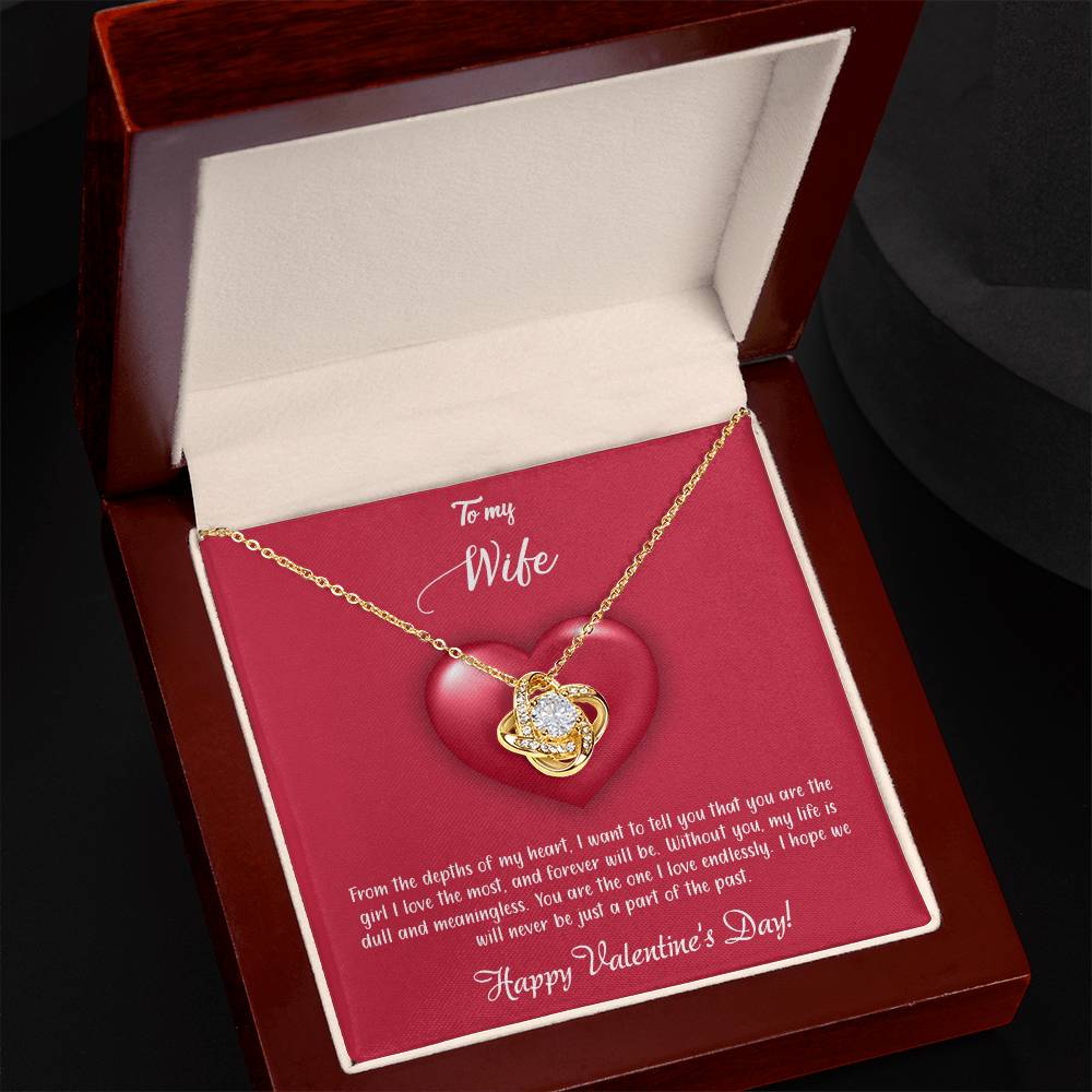 valentine-35a Love Knot Necklace, Gift to my Wife with Beautiful Message Card