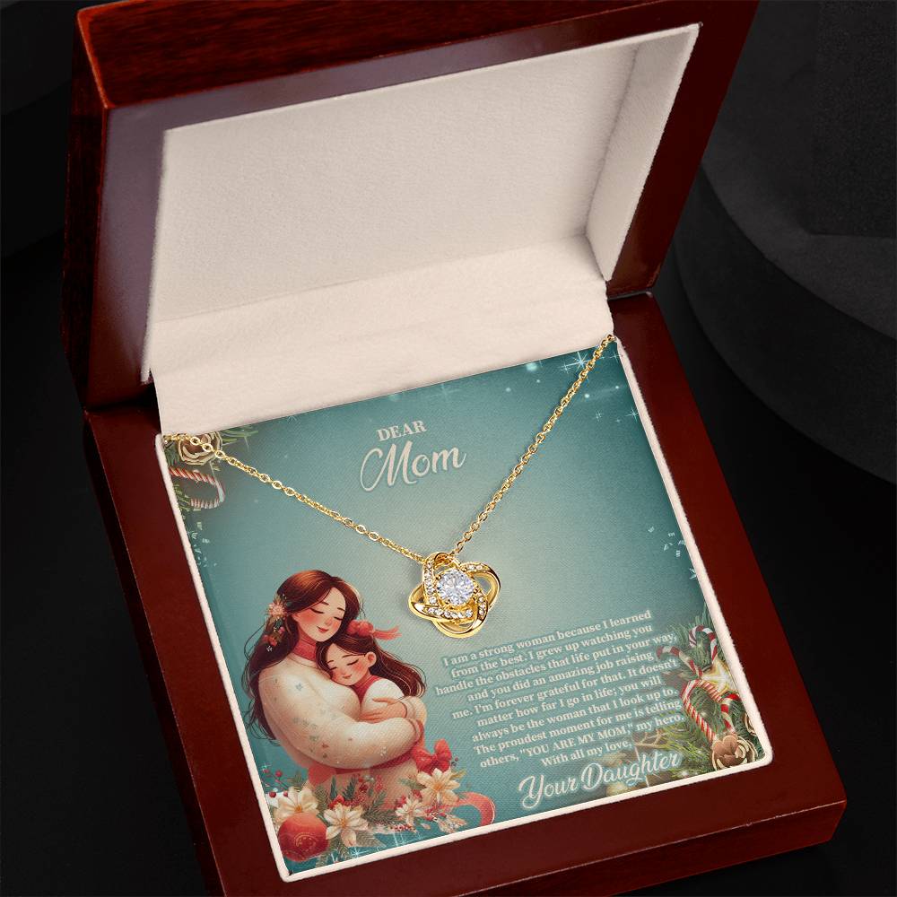 4024b Love Knot Necklace, Gift to my Mom with Beautiful Message Card