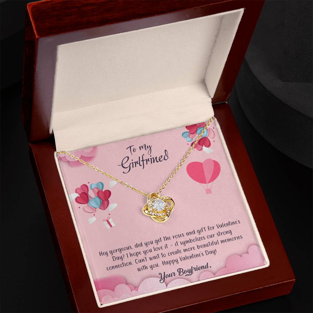 valentine-28c Love Knot Necklace, Gift to my Girlfriend with Beautiful Message Card