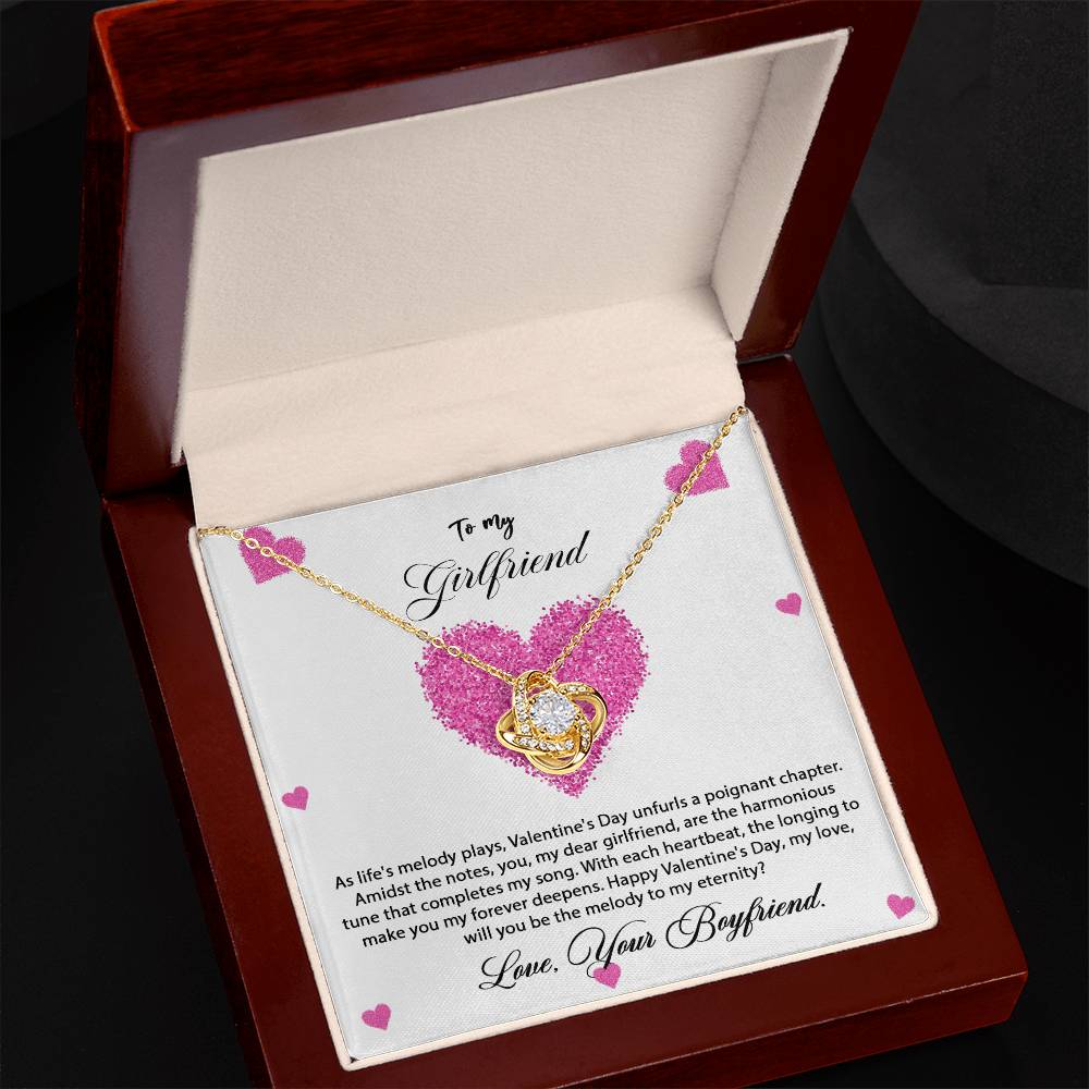 valentine-8c Love Knot Necklace, Gift to my Girlfriend with Beautiful Message Card